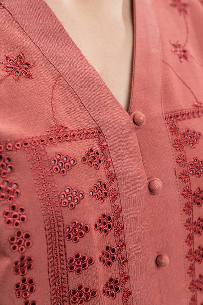 V-NECK EMBROIDERED CO-ORD SET