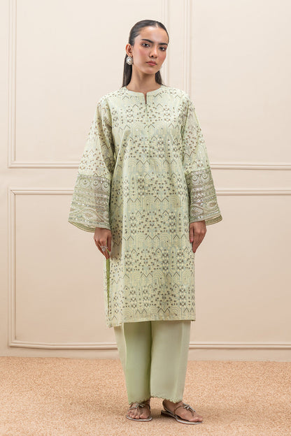 2 PIECE  EMBROIDERED PAPER COTTON SUIT (PRET)