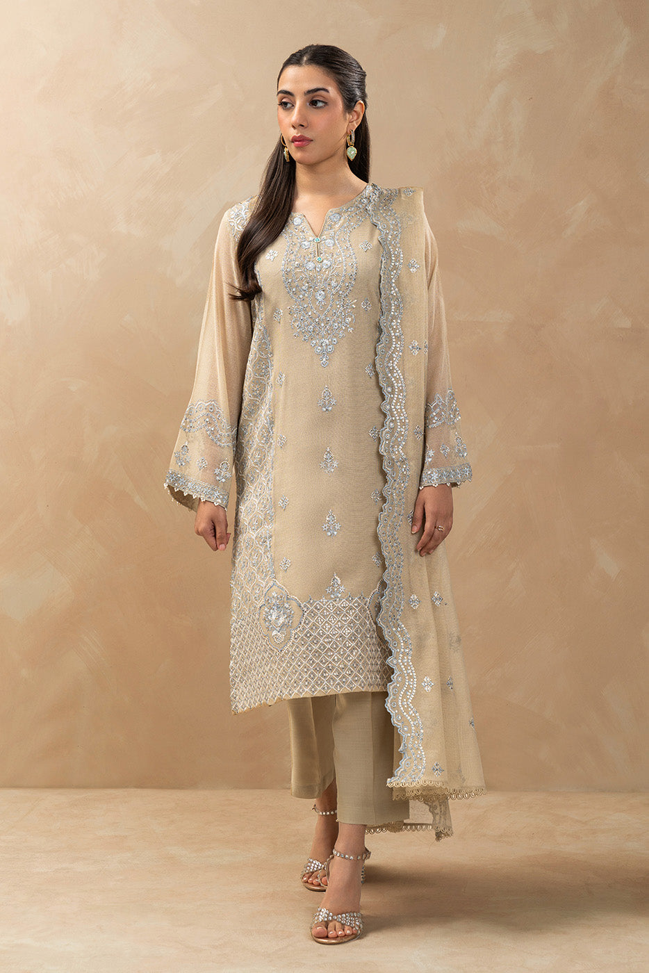 2 PIECE EMBROIDERED COTTON VISCOSE SUIT (LUXURY-PRET)