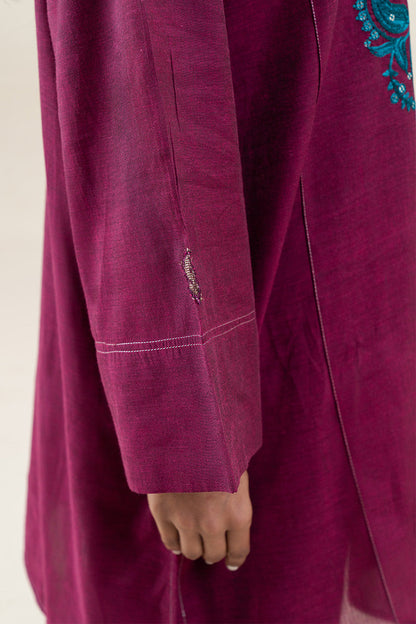 2 PIECE EMBROIDERED CHAMBRAY SUIT (PRET)
