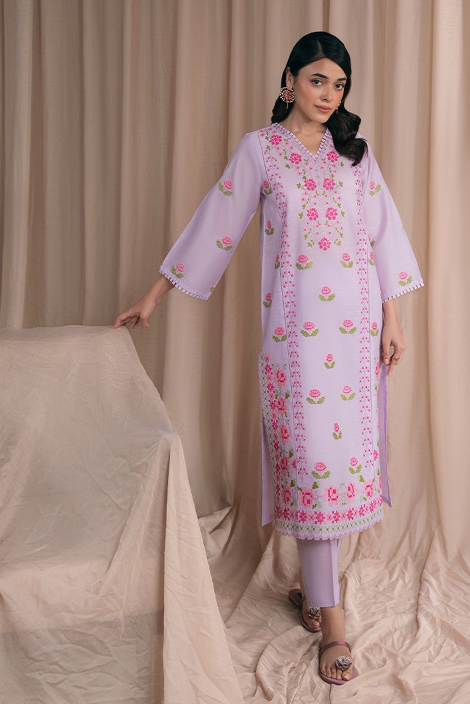 EMBROIDERED SPACE DYED SHIRT (PRET)