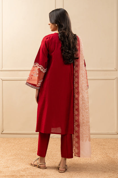 2 PIECE EMBROIDERED TWO TONE SUIT (PRET)