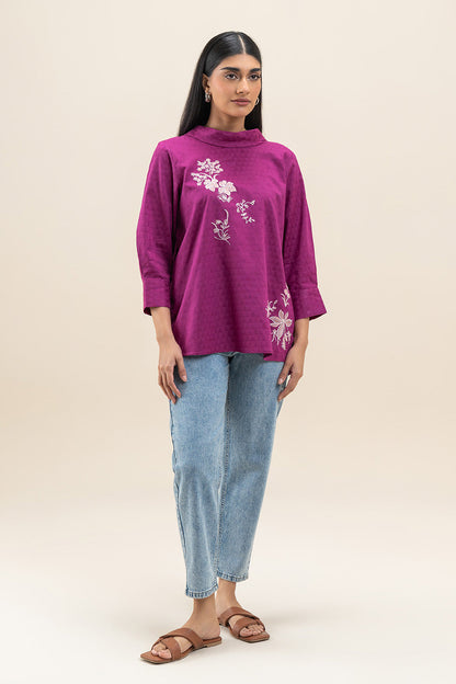 EMBROIDERED JACQUARD TOP (PRET)