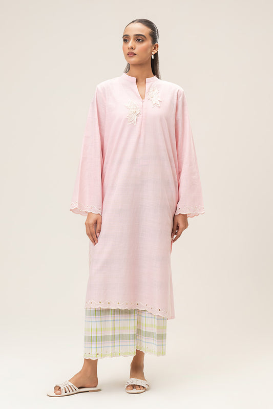 EMBROIDERED TWO WAY SLUB SHIRT (PRET)