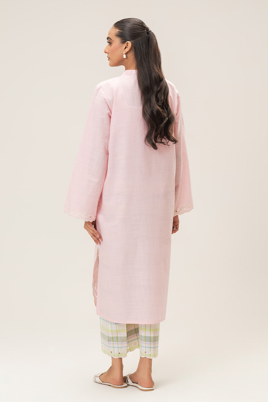 EMBROIDERED TWO WAY SLUB SHIRT (PRET)