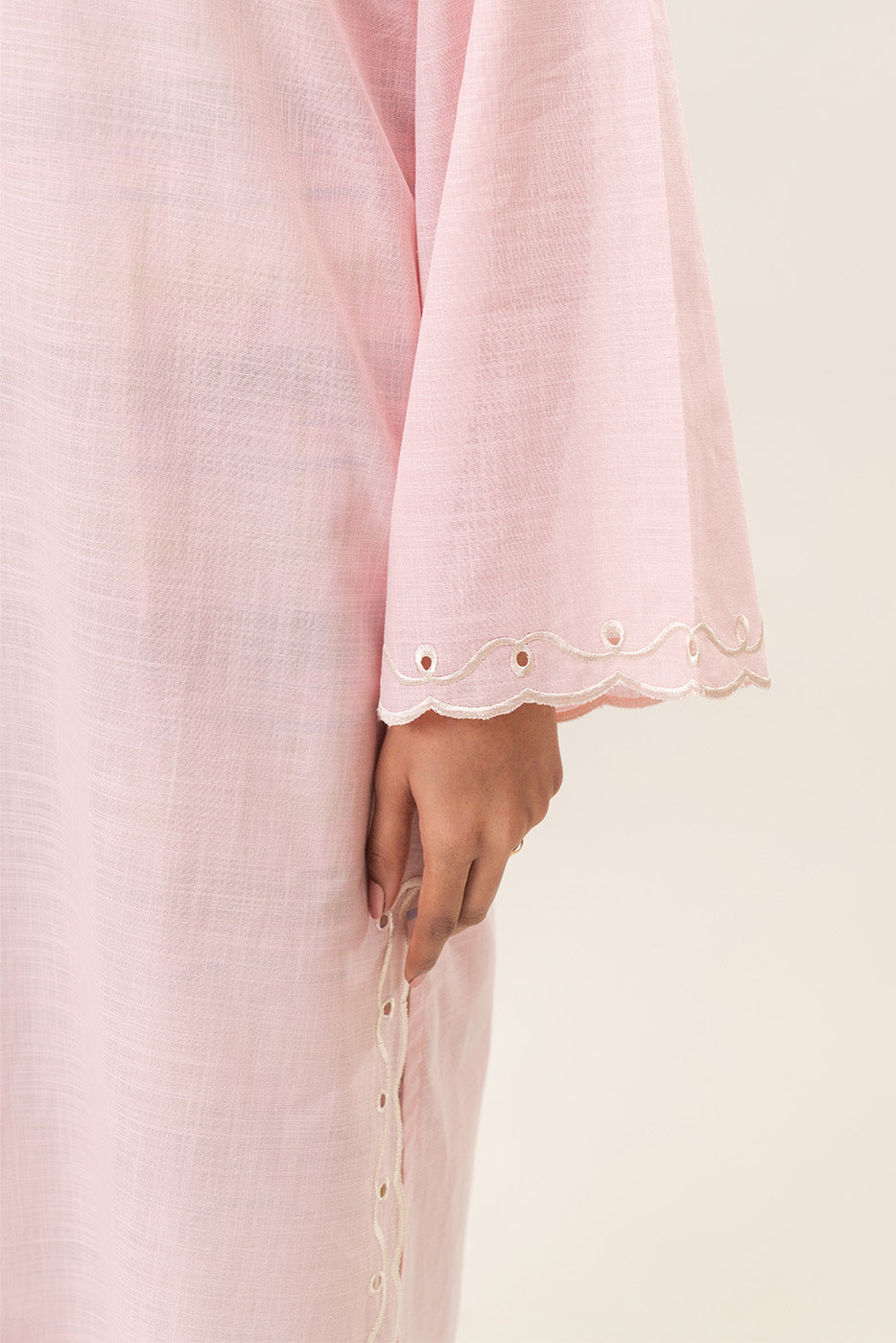 EMBROIDERED TWO WAY SLUB SHIRT (PRET)