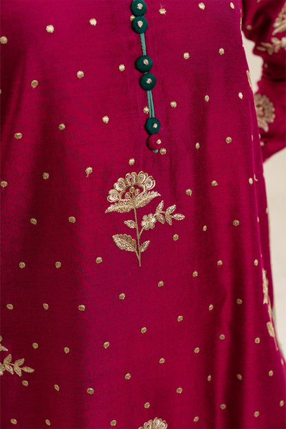 2 PIECE EMBROIDERED TWO TONE SUIT (PRET)