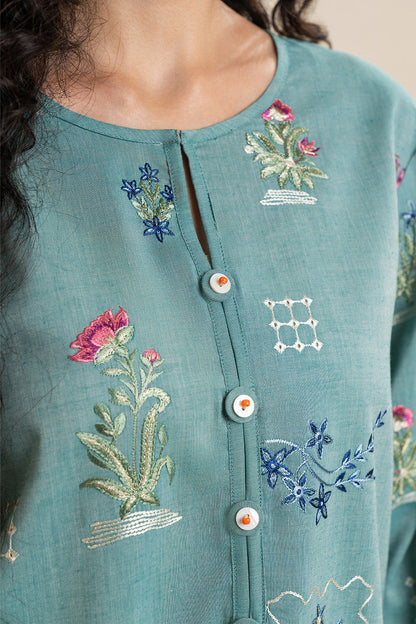 2 PIECE EMBROIDERED YARN DYED VISCOSE SUIT (PRET)