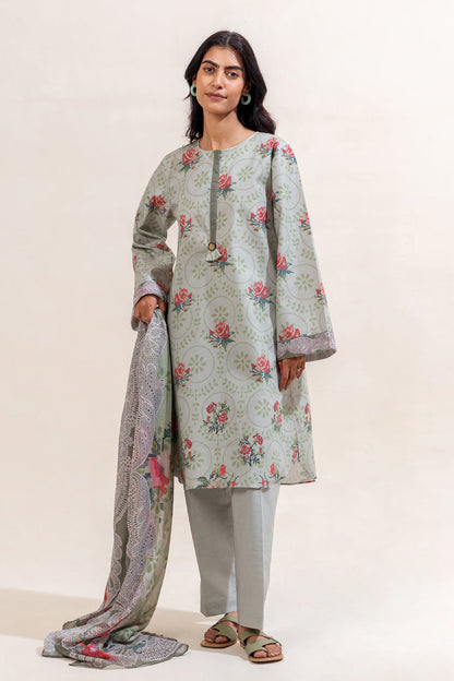 3 PIECE PRINTED LAWN SUIT-GARDEN GALORE (UNSTITCHED)