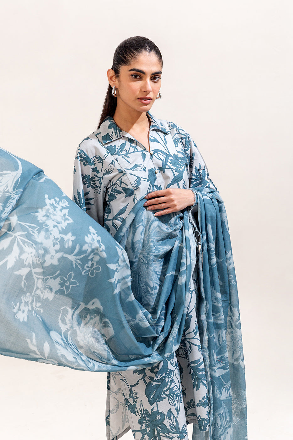 2 PIECE PRINTED LAWN SUIT-SILLHUETTE SPRUCE (UNSTITCHED)