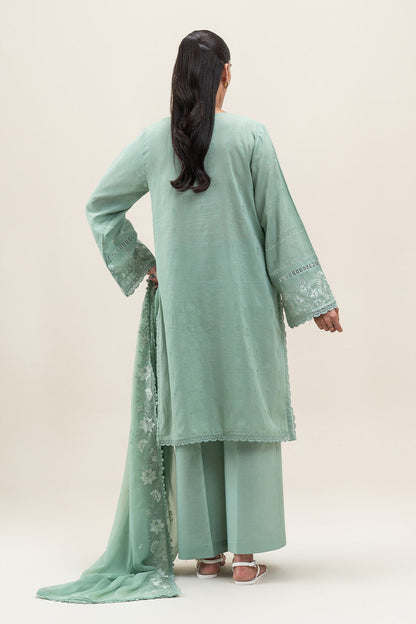 3 PIECE EMBROIDERED SELF JACQUARD SELF JACQUARD SUIT-PISTACHIO PASTEL (UNSTITCHED)