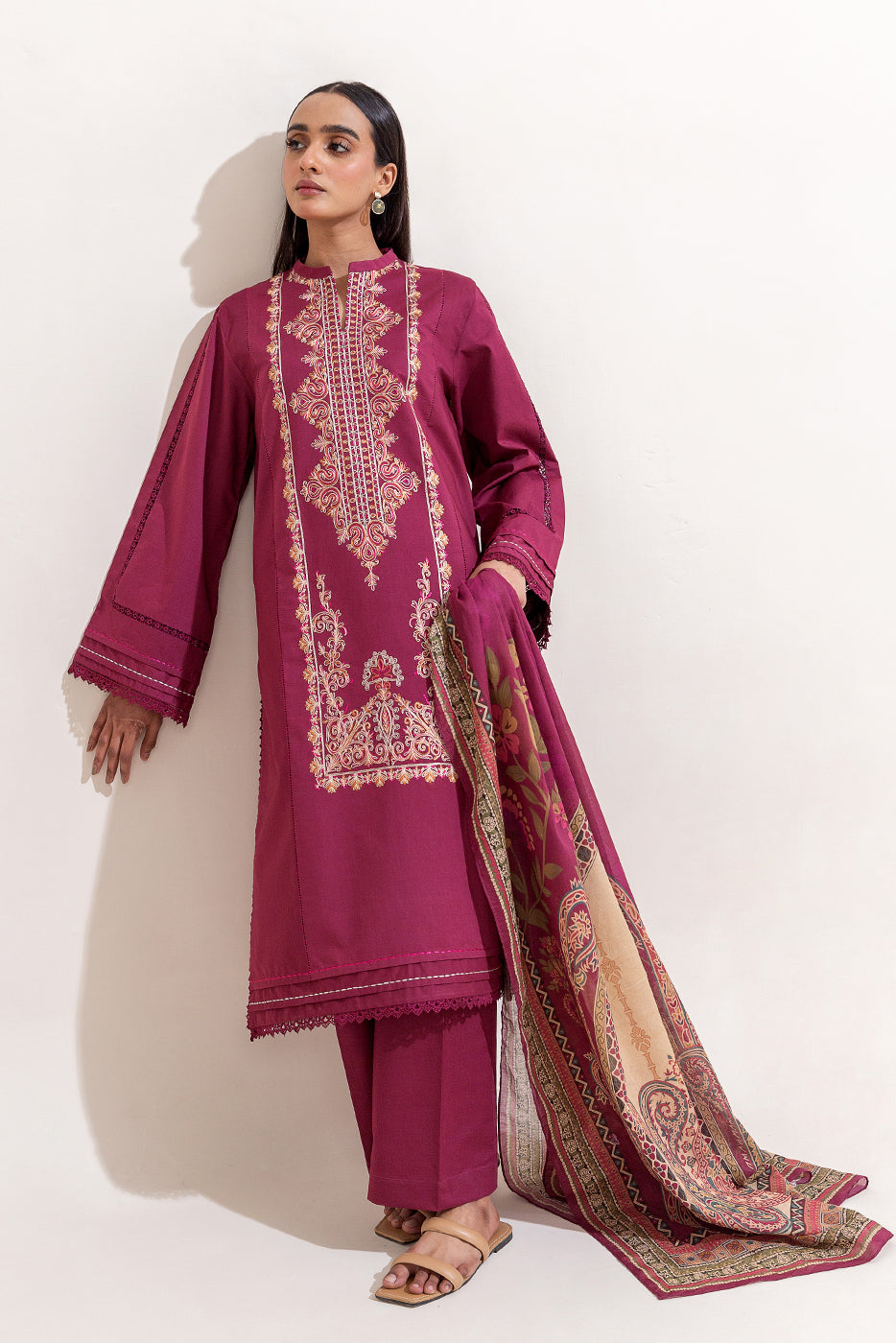 2 PIECE EMBROIDERED LAWN SUIT-BERRY GLAM (UNSTITCHED)