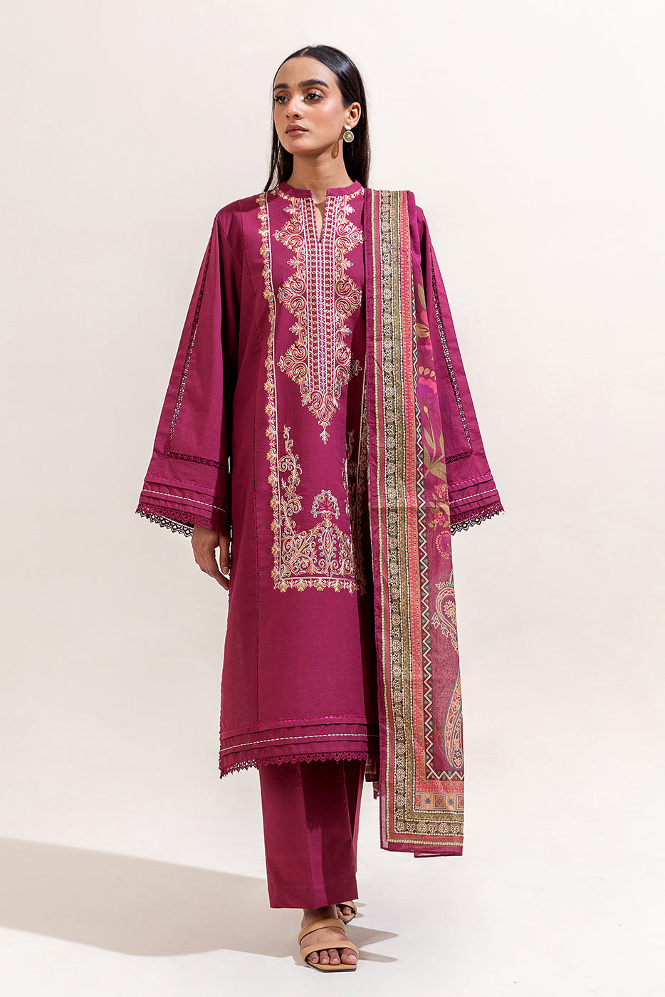 2 PIECE EMBROIDERED LAWN SUIT-BERRY GLAM (UNSTITCHED)