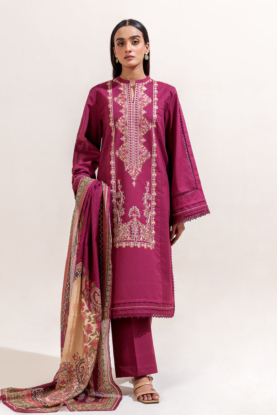 2 PIECE EMBROIDERED LAWN SUIT-BERRY GLAM (UNSTITCHED)