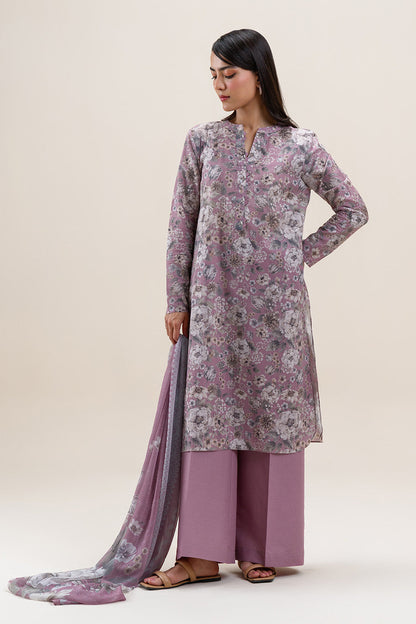 3 PIECE PRINTED LAWN SUIT-FLORA BLUSH (UNSTITCHED)