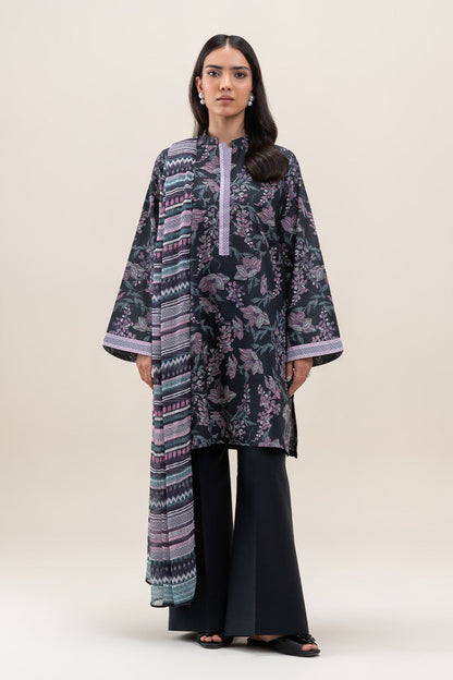 3 PIECE PRINTED LAWN SUIT-EBONY BLOOM (UNSTITCHED)