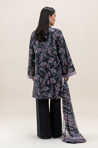 3 PIECE PRINTED LAWN SUIT-EBONY BLOOM (UNSTITCHED)
