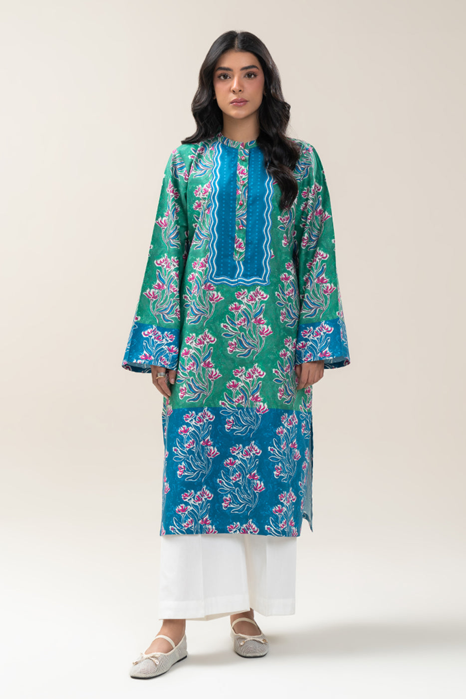 PRINTED COTTON VISCOSE SHIRT (PRET)