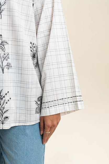 EMBROIDERED  COTTON LINEN TOP (PRET)