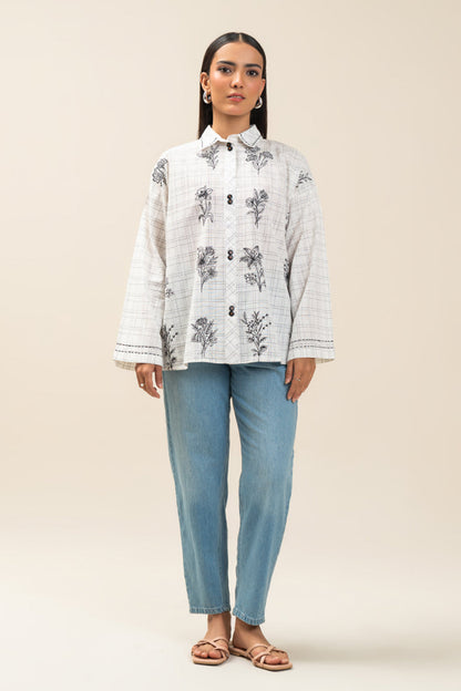 EMBROIDERED  COTTON LINEN TOP (PRET)