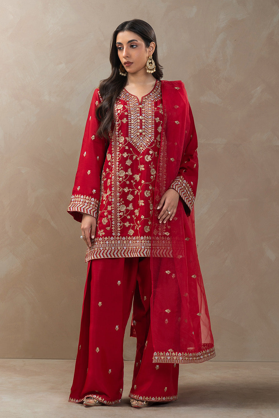 2 PIECE EMBROIDERED RAW SILK SUIT (LUXURY-PRET)