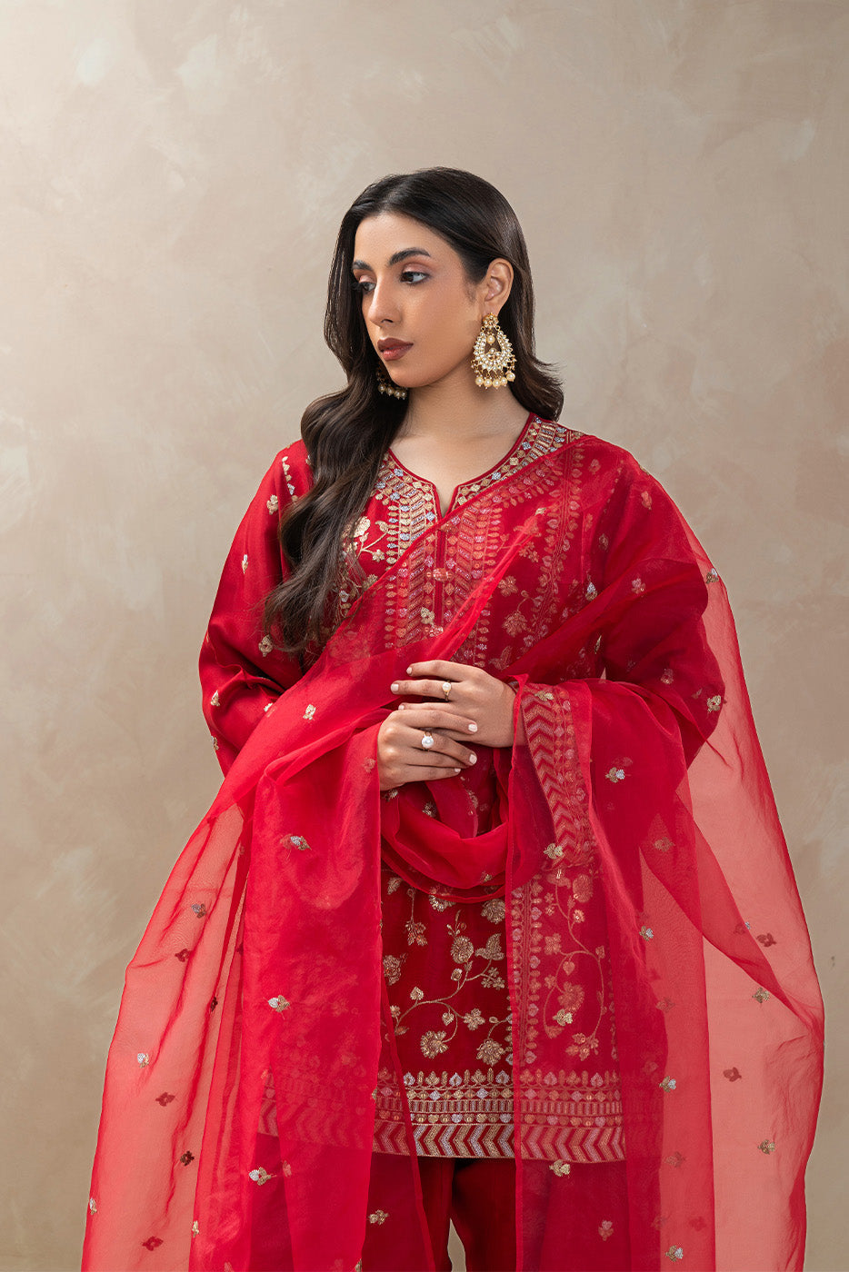 2 PIECE EMBROIDERED RAW SILK SUIT (LUXURY-PRET)