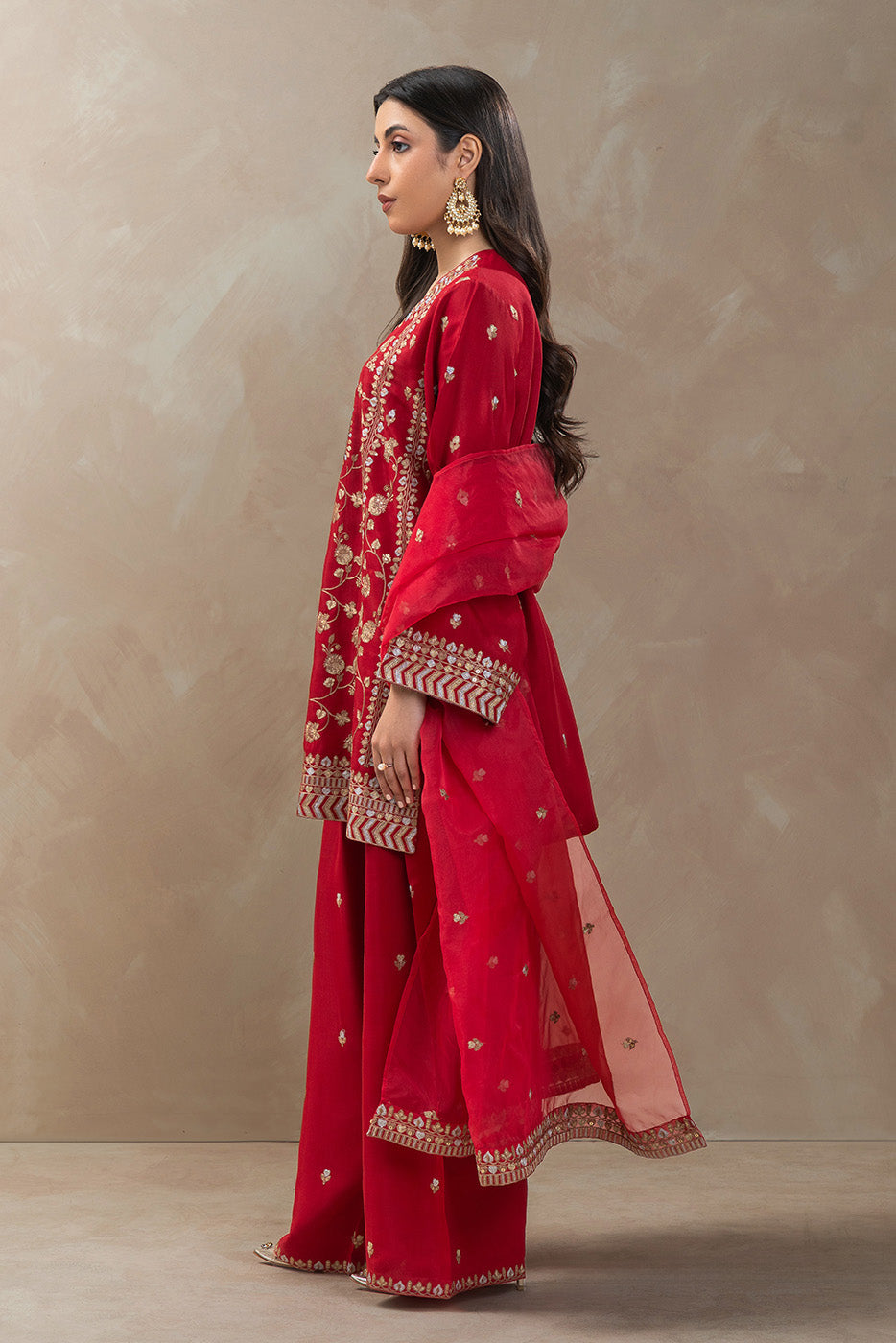 2 PIECE EMBROIDERED RAW SILK SUIT (LUXURY-PRET)