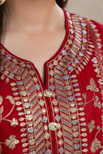 2 PIECE EMBROIDERED RAW SILK SUIT (LUXURY-PRET)