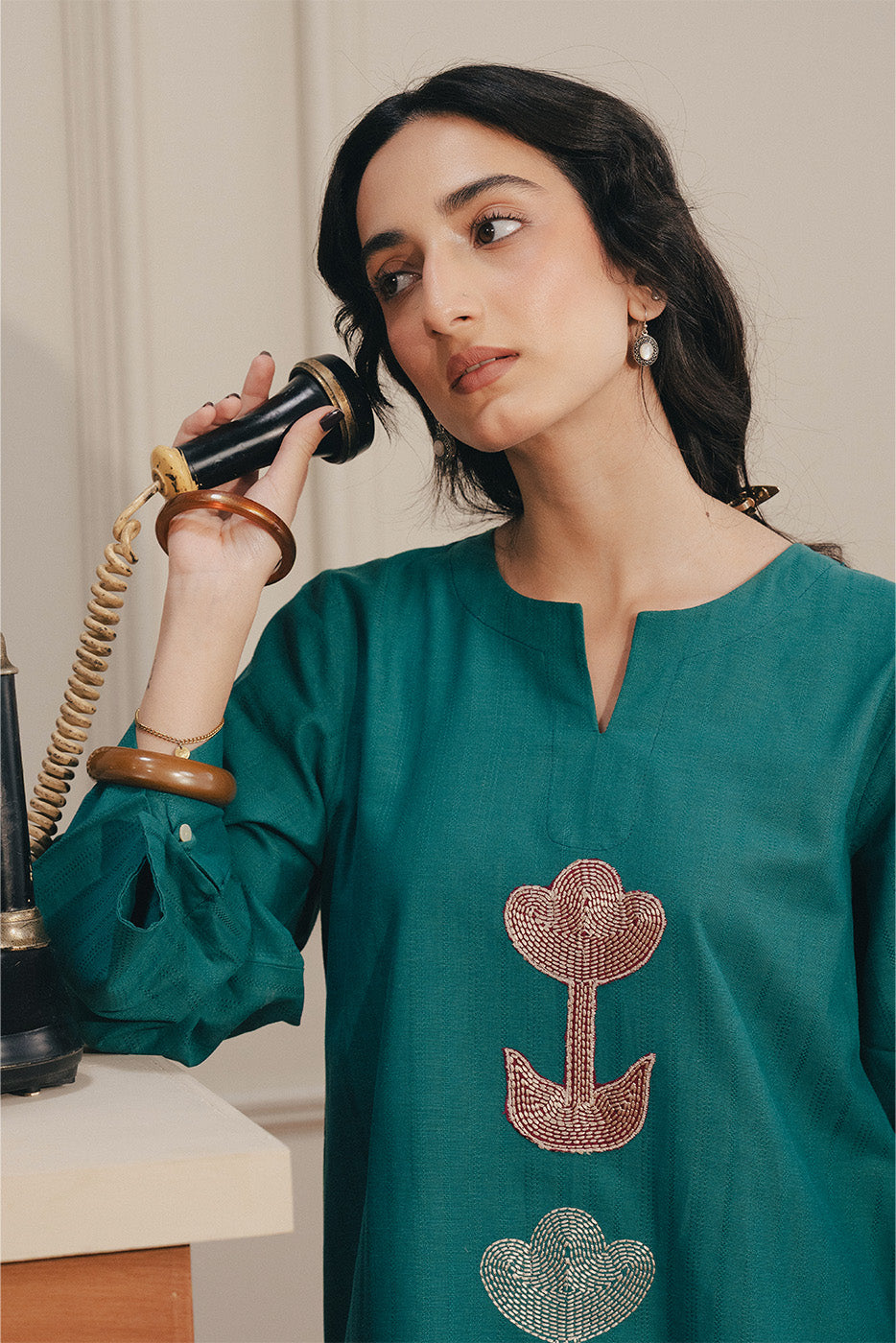 EMBROIDERED KHADDAR SHIRT (PRET)