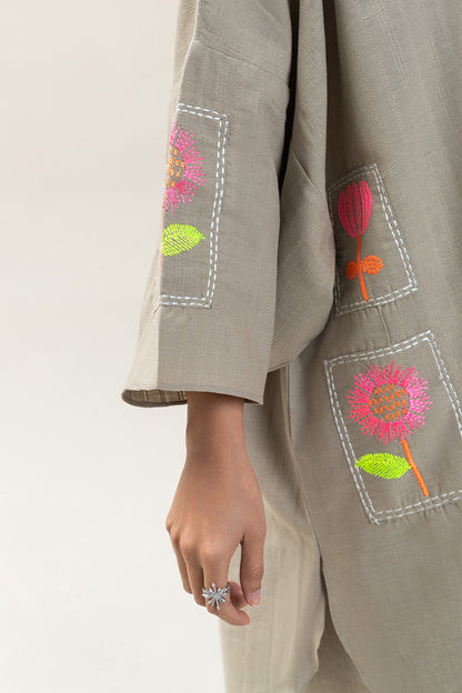 2 PIECE EMBROIDERED DOBBY SUIT (PRET)