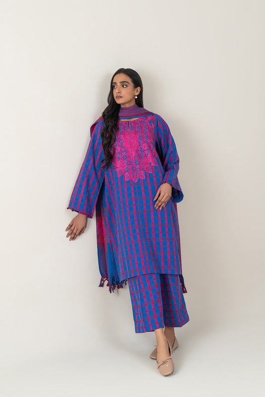 2 PIECE EMBROIDERED KHADDAR JACQUARD SUIT (PRET)