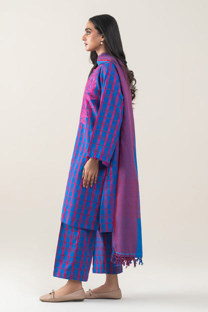 3 PIECE EMBROIDERED KHADDAR JACQUARD SUIT (PRET)