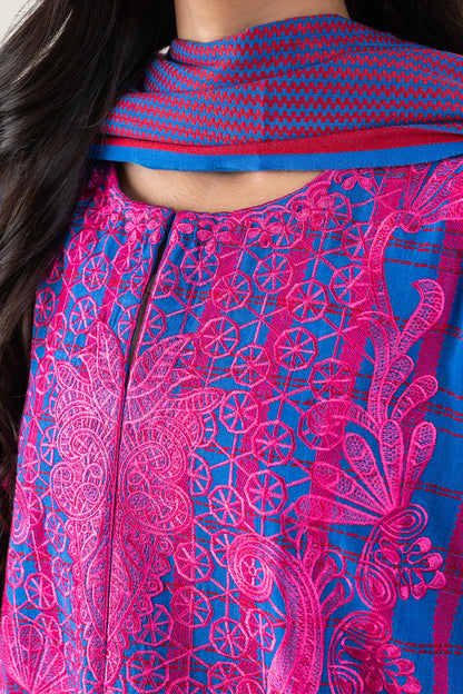 2 PIECE EMBROIDERED KHADDAR JACQUARD SUIT (PRET)