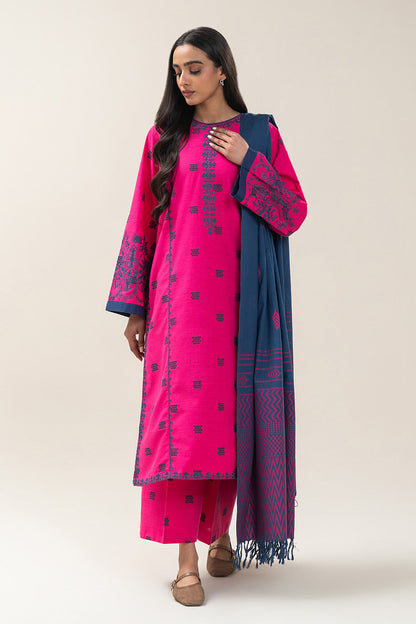 3 PIECE EMBROIDERED KHADDAR JACQUARD SUIT (PRET)