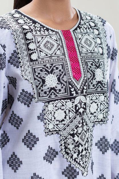 2 PIECE EMBROIDERED KHADDAR JACQUARD SUIT (PRET)