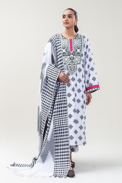 2 PIECE EMBROIDERED KHADDAR JACQUARD SUIT (PRET)