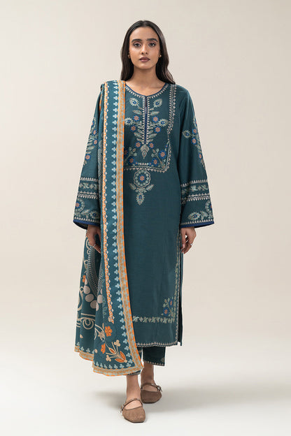 2 PIECE EMBROIDERED SLUB KHADDAR SUIT (PRET)