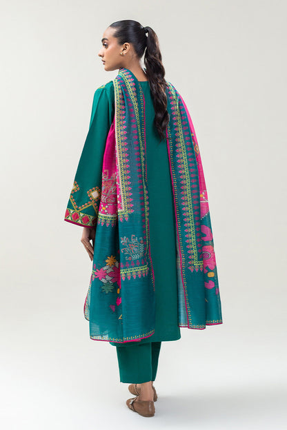 3 PIECE EMBROIDERED KARANDI SUIT (PRET)