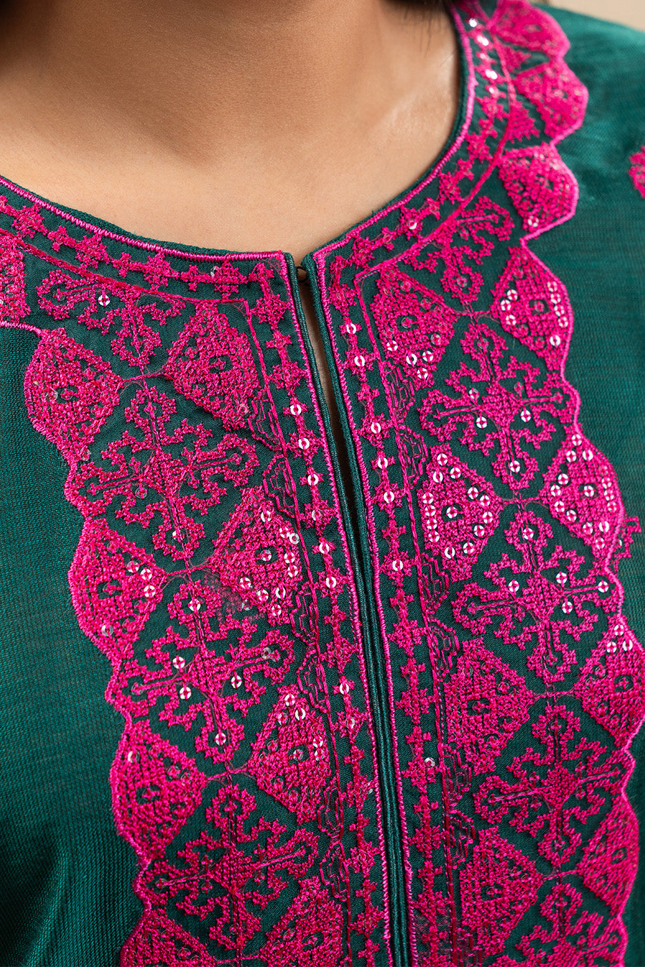 3 PIECE EMBROIDERED TWO TONE SUIT (PRET)