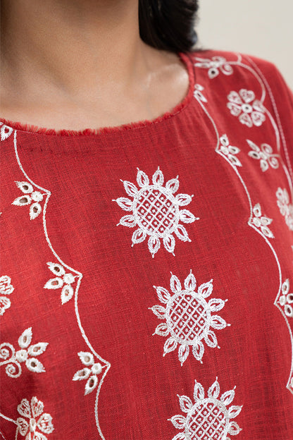 EMBROIDERED TWO WAY SLUB TOP (PRET)