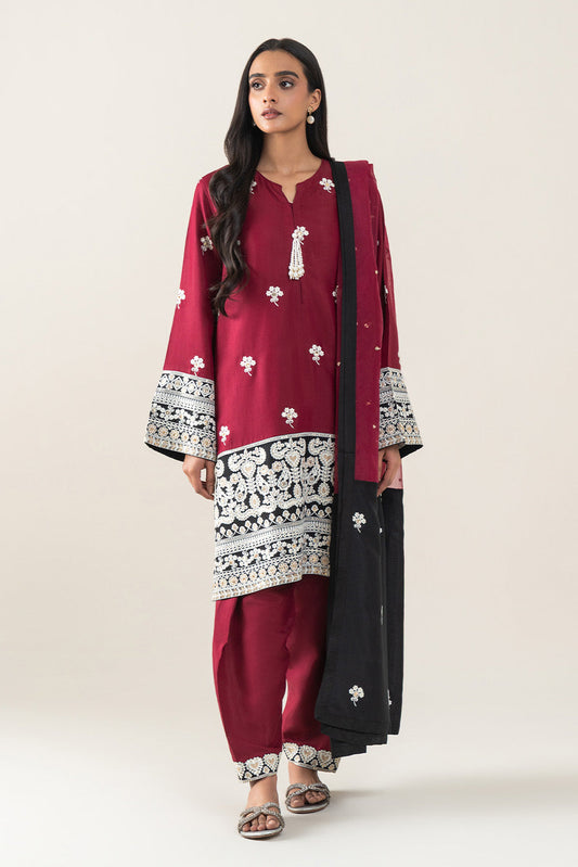 2 PIECE EMBROIDERED RAW SILK SUIT (LUXURY-PRET)