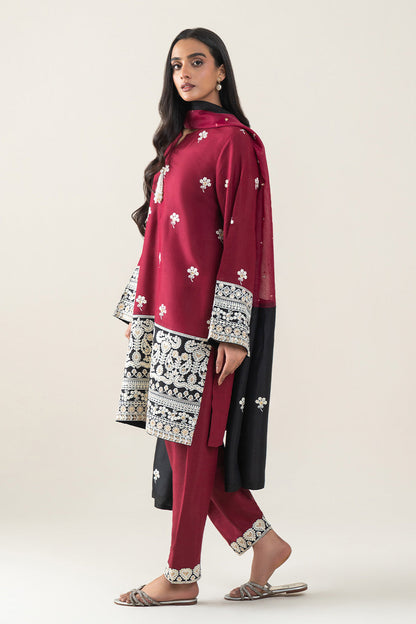 2 PIECE EMBROIDERED RAW SILK SUIT (LUXURY-PRET)