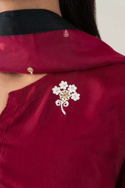 3 PIECE EMBROIDERED RAW SILK SUIT (LUXURY-PRET)