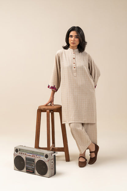 2 PIECE EMBROIDERED DOBBY SUIT (PRET)