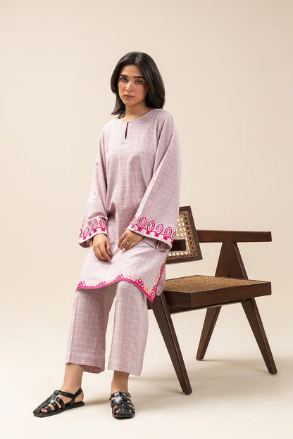 2 PIECE EMBROIDERED DOBBY SUIT (PRET)