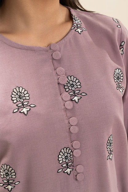2 PIECE EMBROIDERED COTTON LINEN SUIT (PRET)
