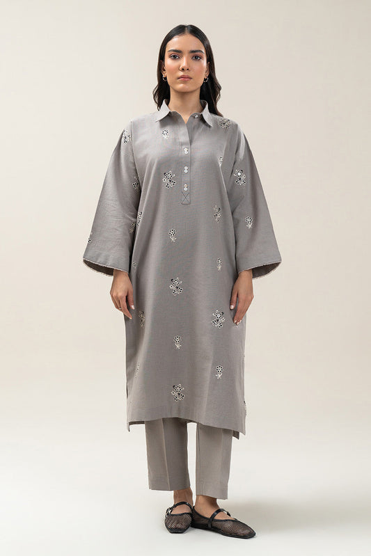 2 PIECE EMBROIDERED COTTON LINEN SUIT (PRET)