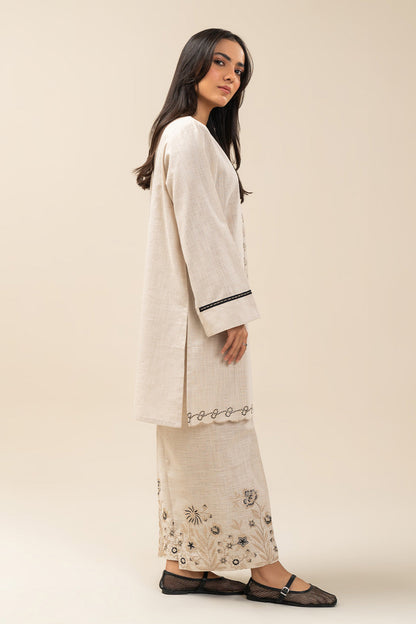 2 PIECE EMBROIDERED TWO WAY SLUB SUIT (PRET)