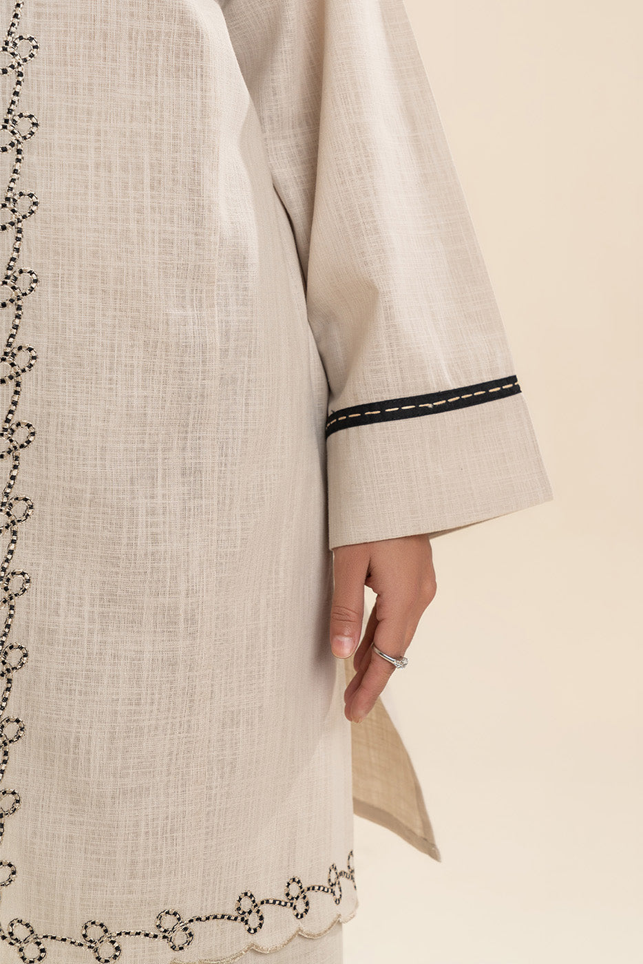 2 PIECE EMBROIDERED TWO WAY SLUB SUIT (PRET)