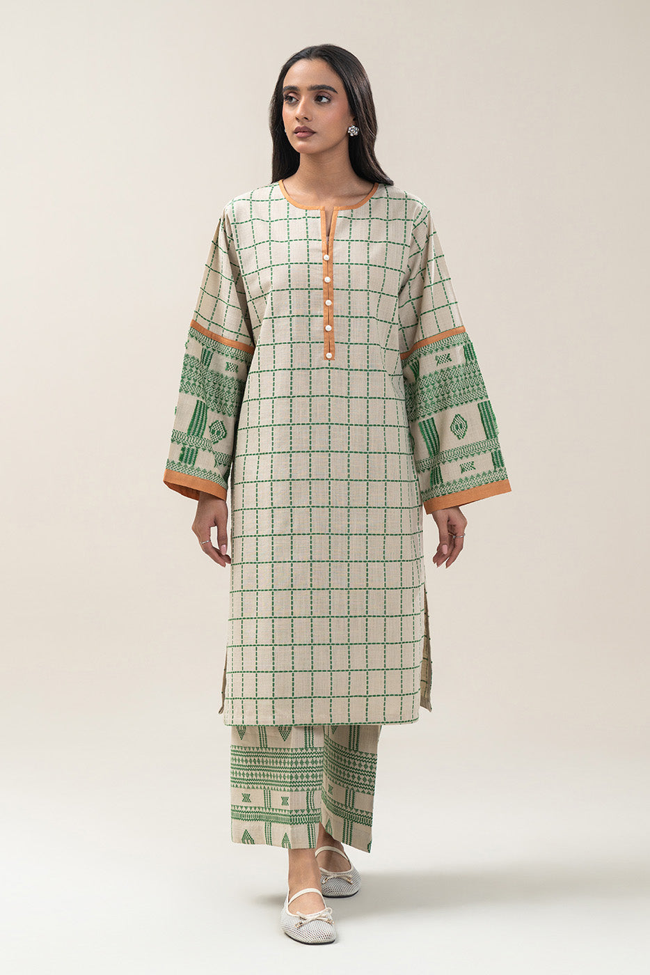 BASIC KHADDAR JACQUARD SHIRT (PRET)